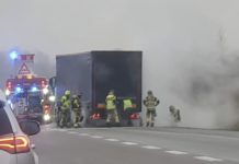 Larm om lastbilsbrand på E4