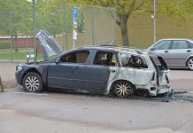 Fönsterkross och bilbrand i Ryd