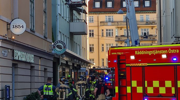 Larm om brand i city