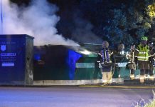 Containrar brann i Tallboda