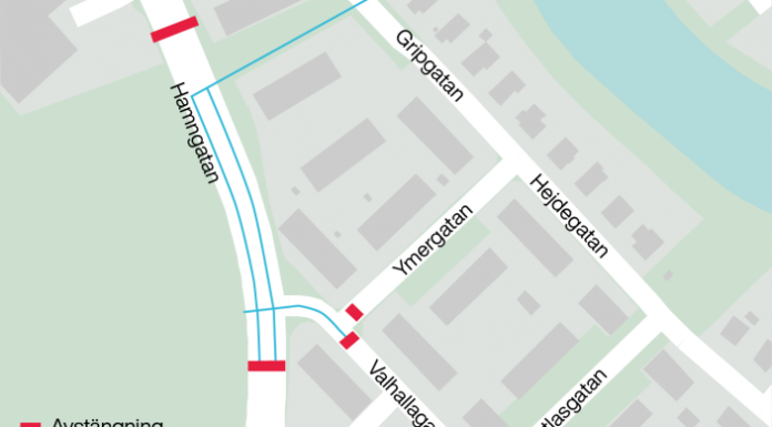 Hamngatan stängs av på måndag