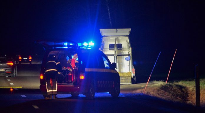 Bil med hästsläp började ryka under färd