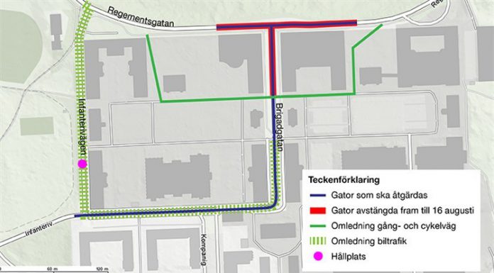 Idag börjar gatuarbetet på Garnisonen