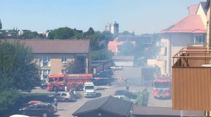 Containerbrand i Tannefors