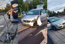 Krockade med trafikljus vid Järnvägsavenyn