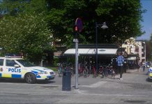 Flertal grön-laserattacker i centrum
