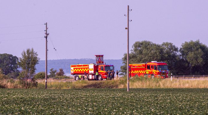 Elledning orsakade gräsbrand